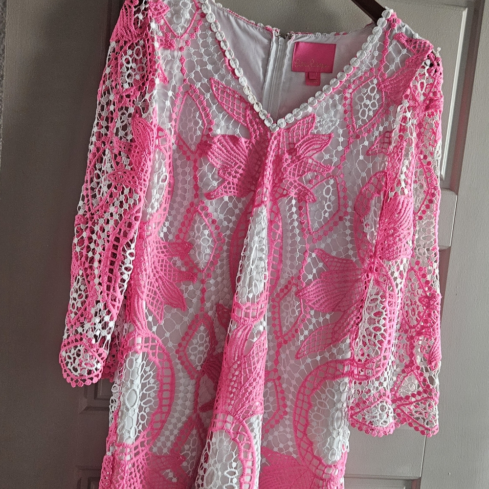 Lilly Pulitzer Pink and White Lace Dress